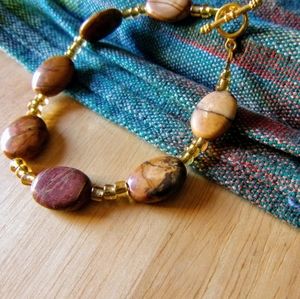 Handmade Brown and Yellow Stone Bead Bracelet